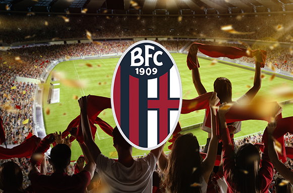 Tifosi che esultano, logo Bologna