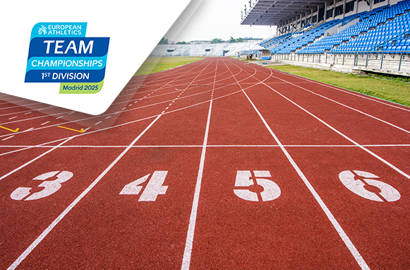 Pista di atletica e logo Europei di atletica a squadre