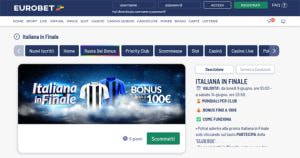 La promo scommesse Italiana in Finale di Eurobet