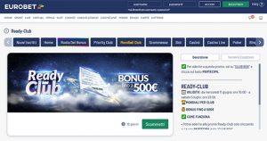La promo scommesse Ready Club di Eurobet