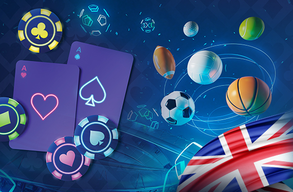 Elementi di gioco d’azzardo e scommesse con bandiera britannica