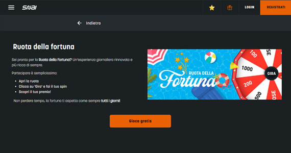 La promo casinò Ruota della Fortuna di SNAI