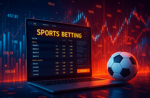 Laptop su sito di scommesse e pallone