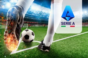 Calciatore in azione, logo Serie A
