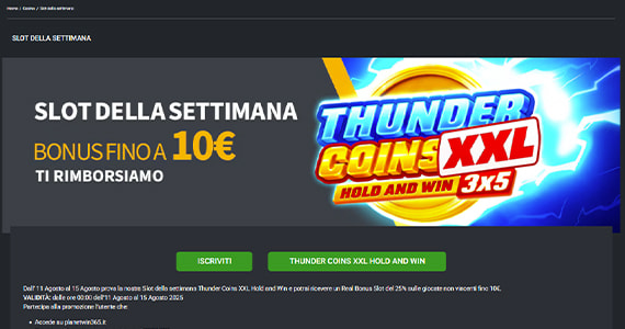 La promo casinò Slot della Settimana di Planetwin365