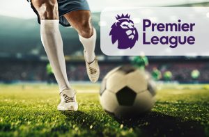 Calciatore al tiro  e logo Premier League