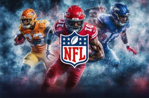 Giocatori di football e logo NFL