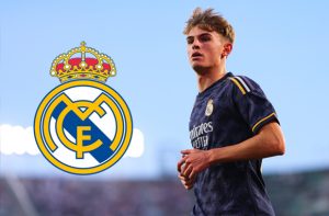 Nico Paz e logo Real Madrid