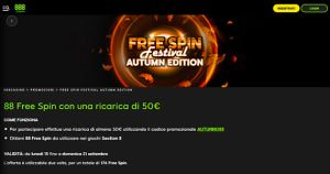 La promo casinò Free Spin Festival Autumn Edition di 888casino