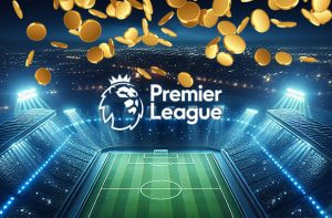 Stadio, monete d'oro e logo Premier League