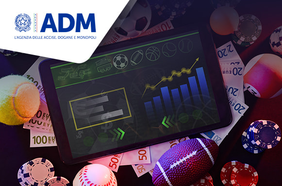 Tablet, fiches e logo ADM