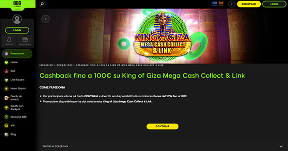 La promo casinò Cashback della Settimana di 888casino