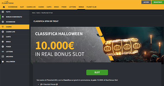 La promo casinò Classifica Halloween di Planetwin365