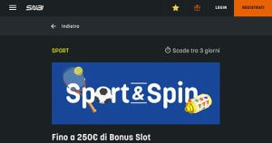 La promo scommesse Sport & Spin di SNAI