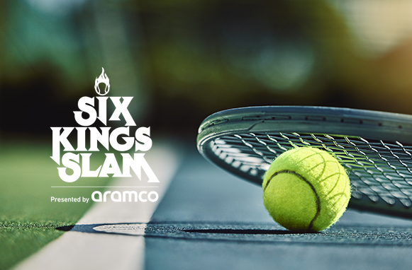 Pallina da tennis, racchetta e logo del Six Kings Slam 2025