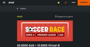 La promo scommesse Soccer Race di SNAI