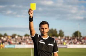 Arbitro che sventola un cartellino giallo