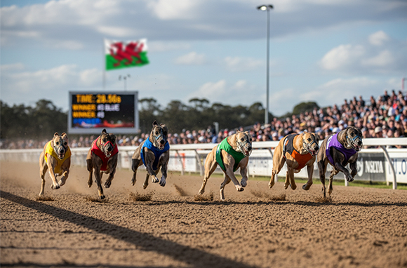 Istantanea di una corsa di levrieri