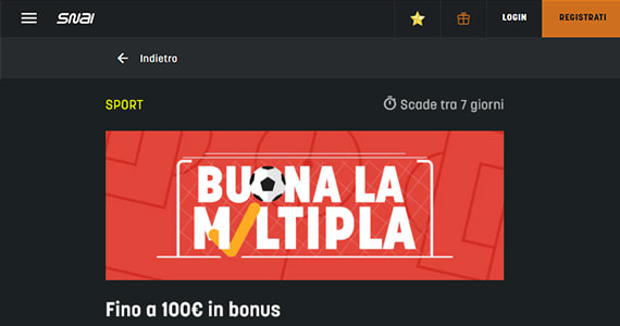La promo scommesse Buona la Multipla di SNAI