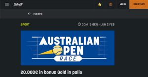 La promo scommesse Australian Open Race di SNAI