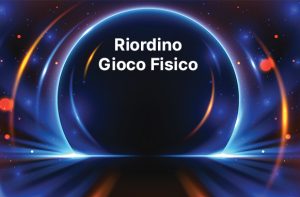 Schermata futuristica e scritta riordino gioco fisico