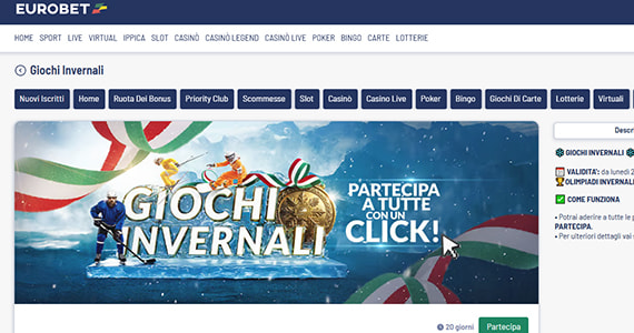 La promo scommesse Giochi Invernali di Eurobet