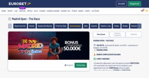 La promo scommesse Madrid Open - The Race di Eurobet
