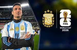 Lionel Scaloni, logo Argentina, logo Mondiali FIFA 2026