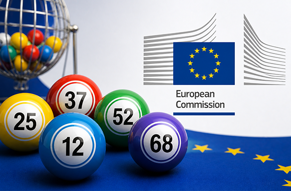 Palline del bingo e loco Commissione Europea