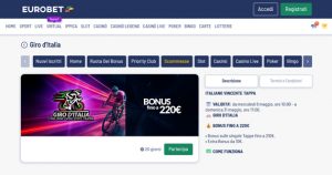 La promo scommesse Giro d'Italia di Eurobet