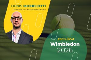 Denis Michellotti e la scritta Wimbledon 2026
