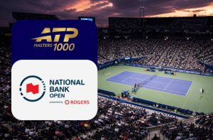 Campo da tennis e logo ATP master 1000 e logo National Bank Open