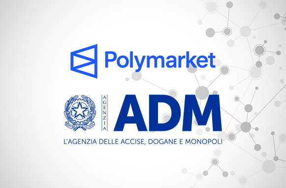 Logo Polymarket, logo ADM