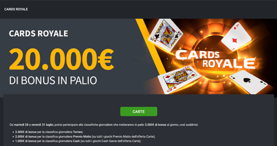 La promo casinò Cards Royale di Planetwin365