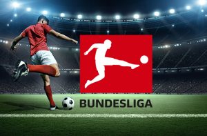 Calciatore in azione, logo Bundesliga