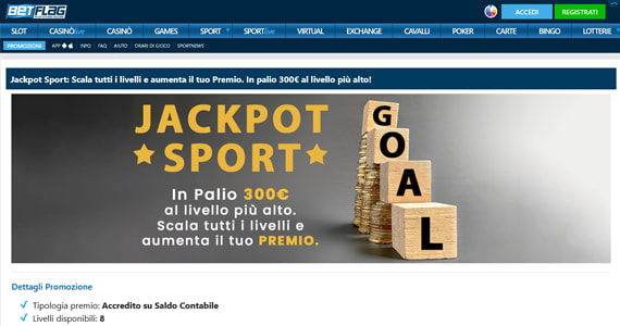 La promo scommesse Jackpot Sport di BetFlag