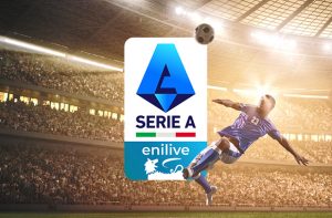 Calciatore in azione, logo Serie A
