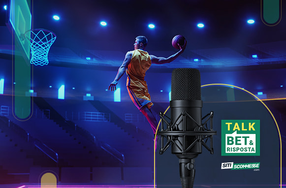 Cestista in azione, logo TalkBet&Risposta