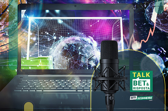 Laptop con pallone, logo TalkBet