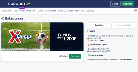 La promo scommesse X Parade di Eurobet