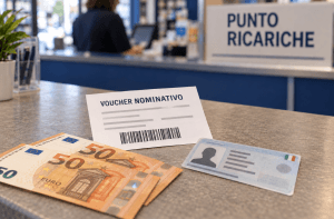 Contanti, documento d'identità e punto ricariche