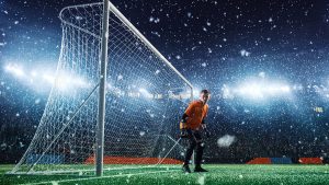 Portiere, stadio con neve