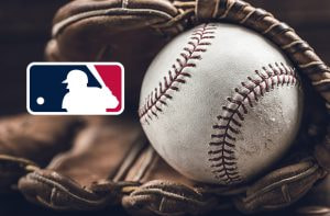 Guantone da baseball con palla e logo MLB